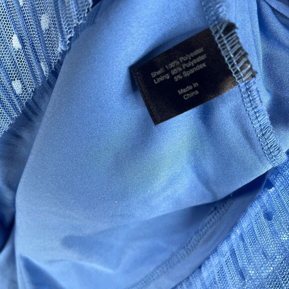 Lane Bryant Blouse Womens 22/24 Blue Polka Dot Knit Sheer Sleeveless Lined - Picture 11 of 11